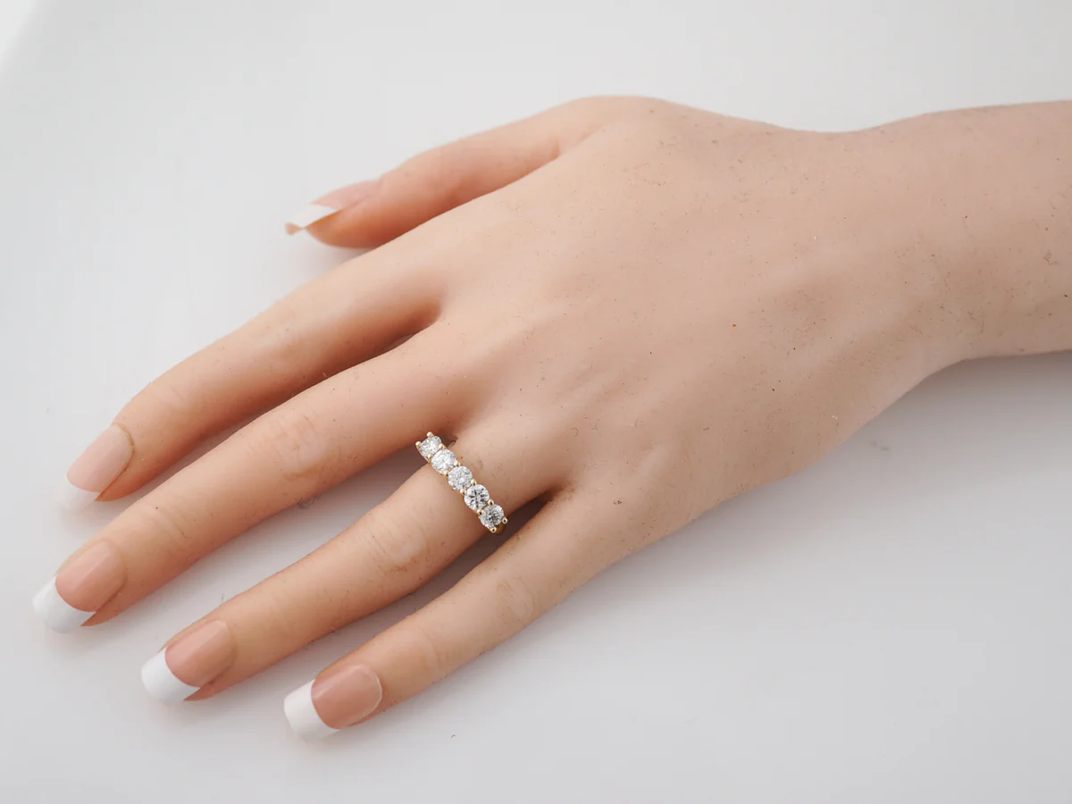 Wedding Band Modern 1.25 Round Brilliant Cut Diamonds in 14k Yellow Gold - Image 7