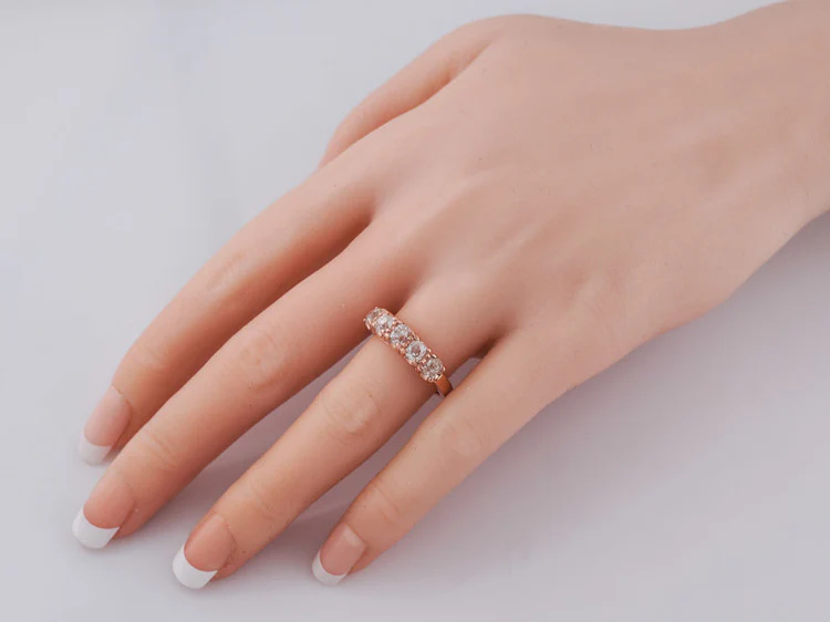 Wedding Band Modern 1.35cttw Old Mine Cut Diamonds in 14k Rose Gold - Image 10