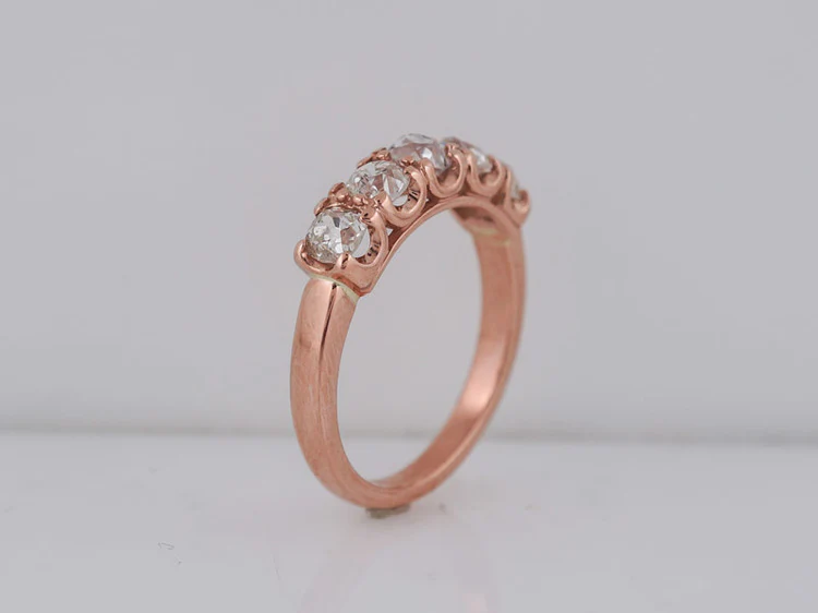 Wedding Band Modern 1.35cttw Old Mine Cut Diamonds in 14k Rose Gold - Image 6