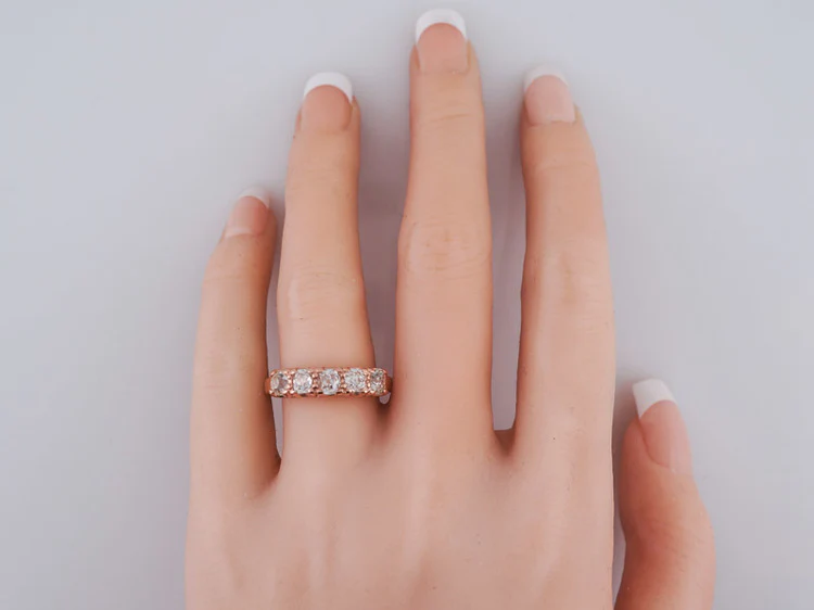 Wedding Band Modern 1.35cttw Old Mine Cut Diamonds in 14k Rose Gold - Image 8