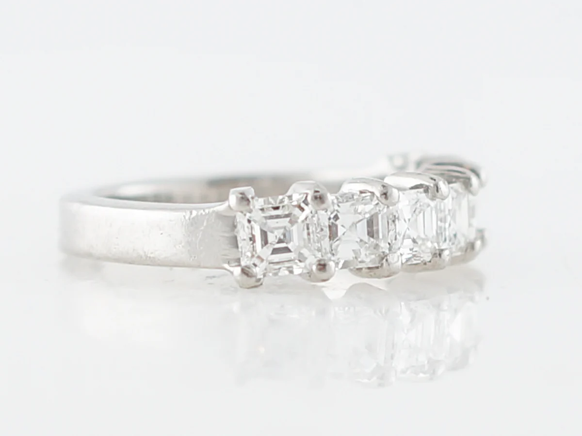 Wedding Band Modern 1.40 Asscher Cut Diamonds in Platinum - Image 3