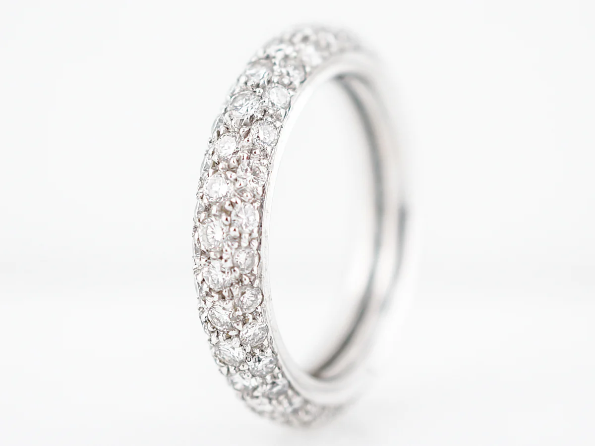 Wedding Band Modern 1.80 Round Brilliant Cut Diamonds in 18K White Gold - Image 2