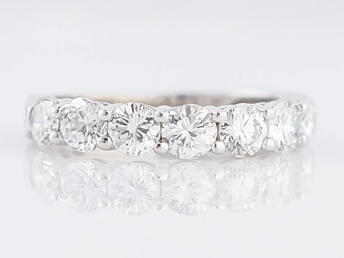 Wedding Band Modern 1.83 Round Brilliant Cut Diamonds in 14k White Gold