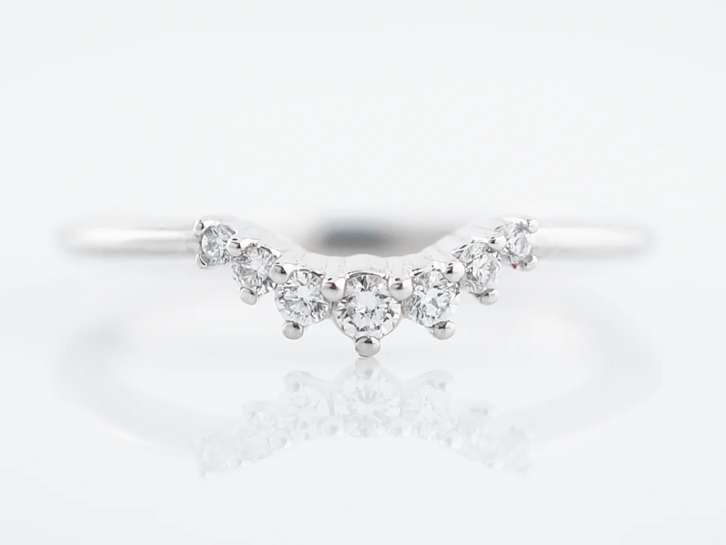 Wedding Band Modern .12 Round Brilliant Cut Diamonds in 14K White Gold