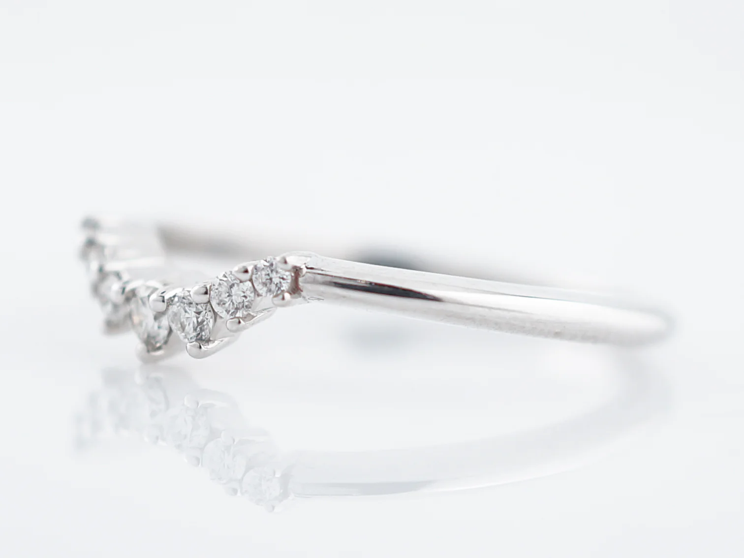 Wedding Band Modern .12 Round Brilliant Cut Diamonds in 14K White Gold - Image 2