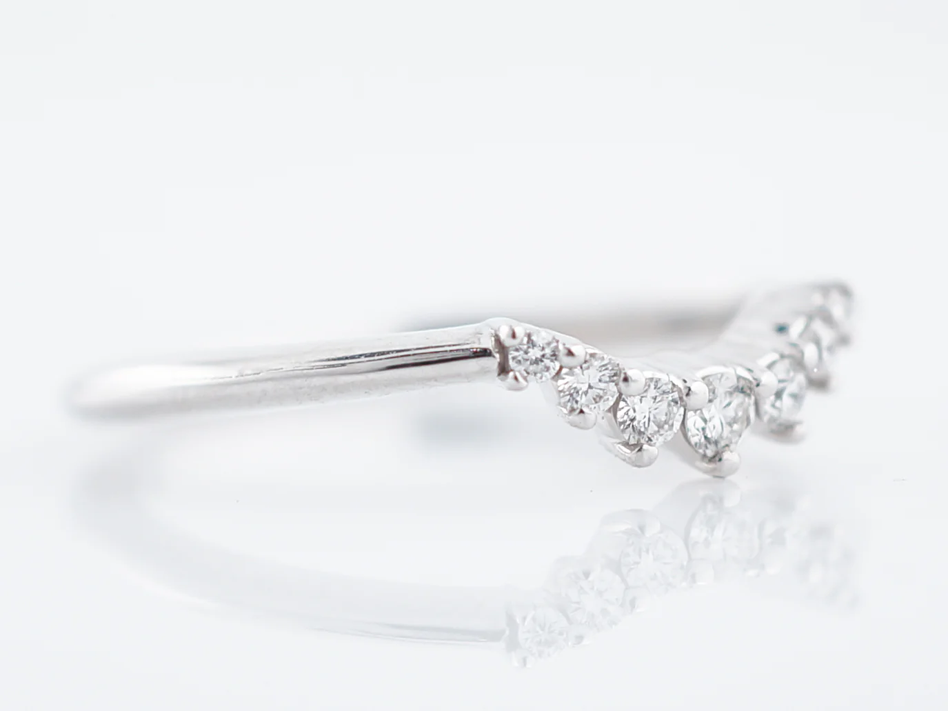Wedding Band Modern .12 Round Brilliant Cut Diamonds in 14K White Gold - Image 3