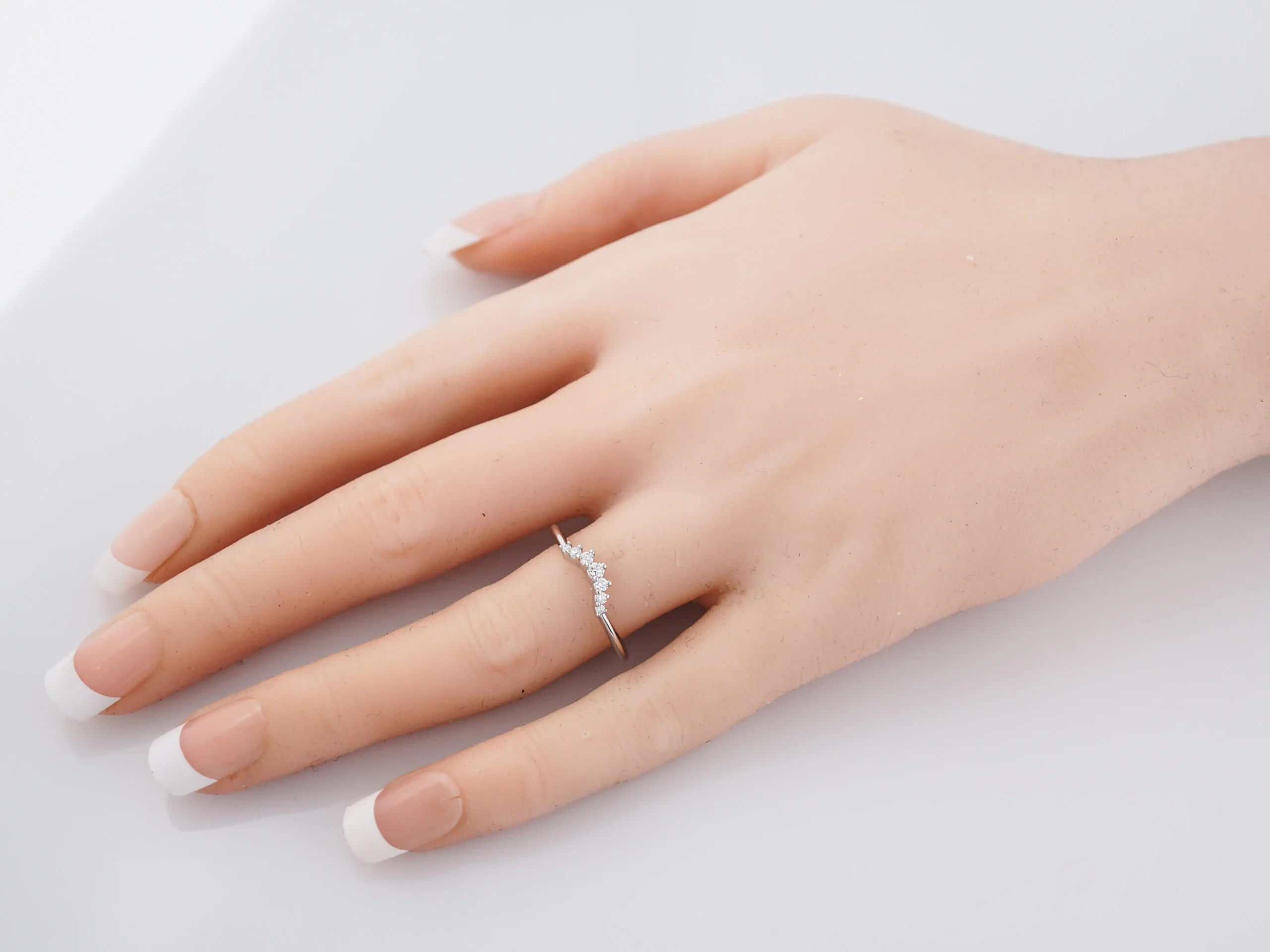 Wedding Band Modern .12 Round Brilliant Cut Diamonds in 14K White Gold - Image 5