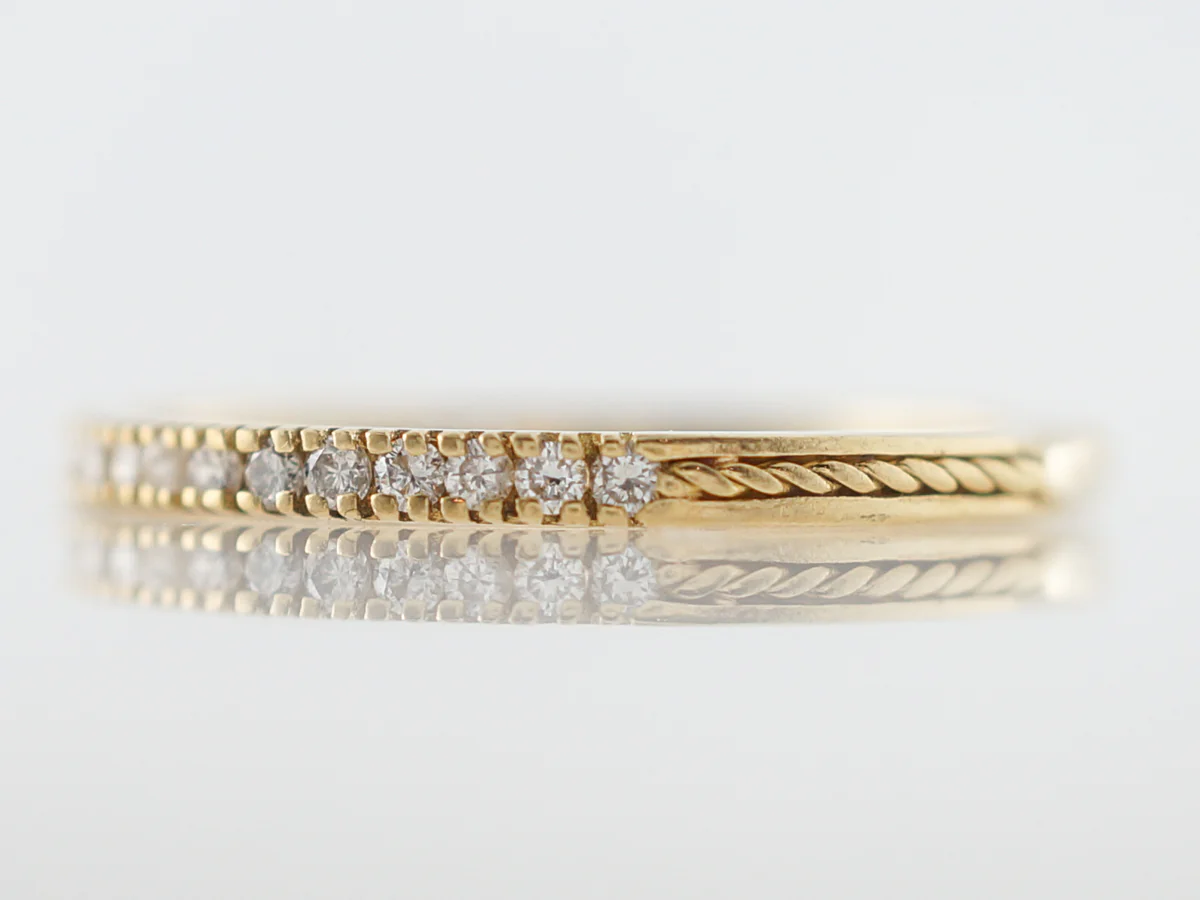 Wedding Band Modern .12 Round Brilliant Cut Diamonds in 18k Yellow Gold - Image 2