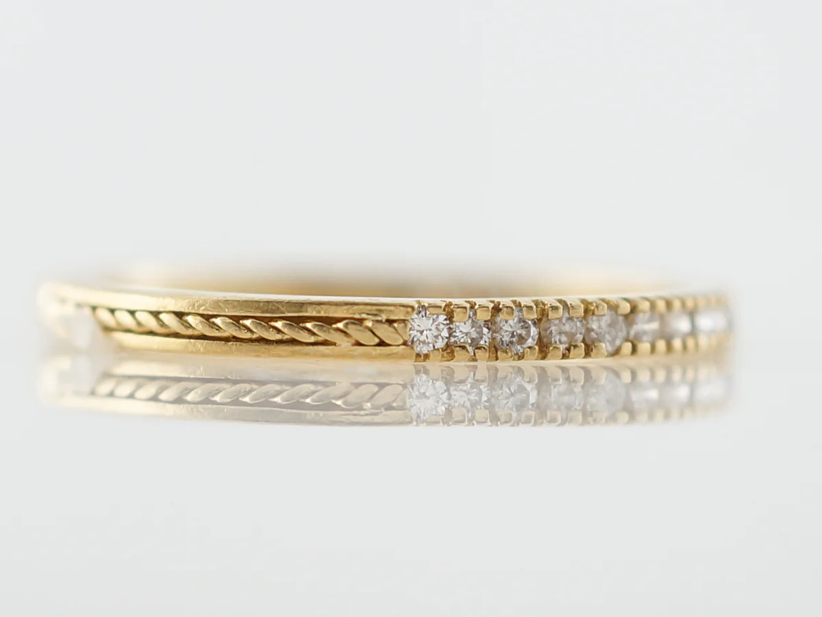 Wedding Band Modern .12 Round Brilliant Cut Diamonds in 18k Yellow Gold - Image 3
