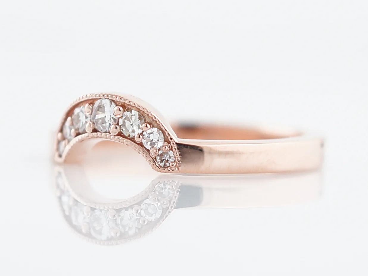 Wedding Band Modern .13 Round Brilliant Cut Diamonds in 14K Rose Gold - Image 2