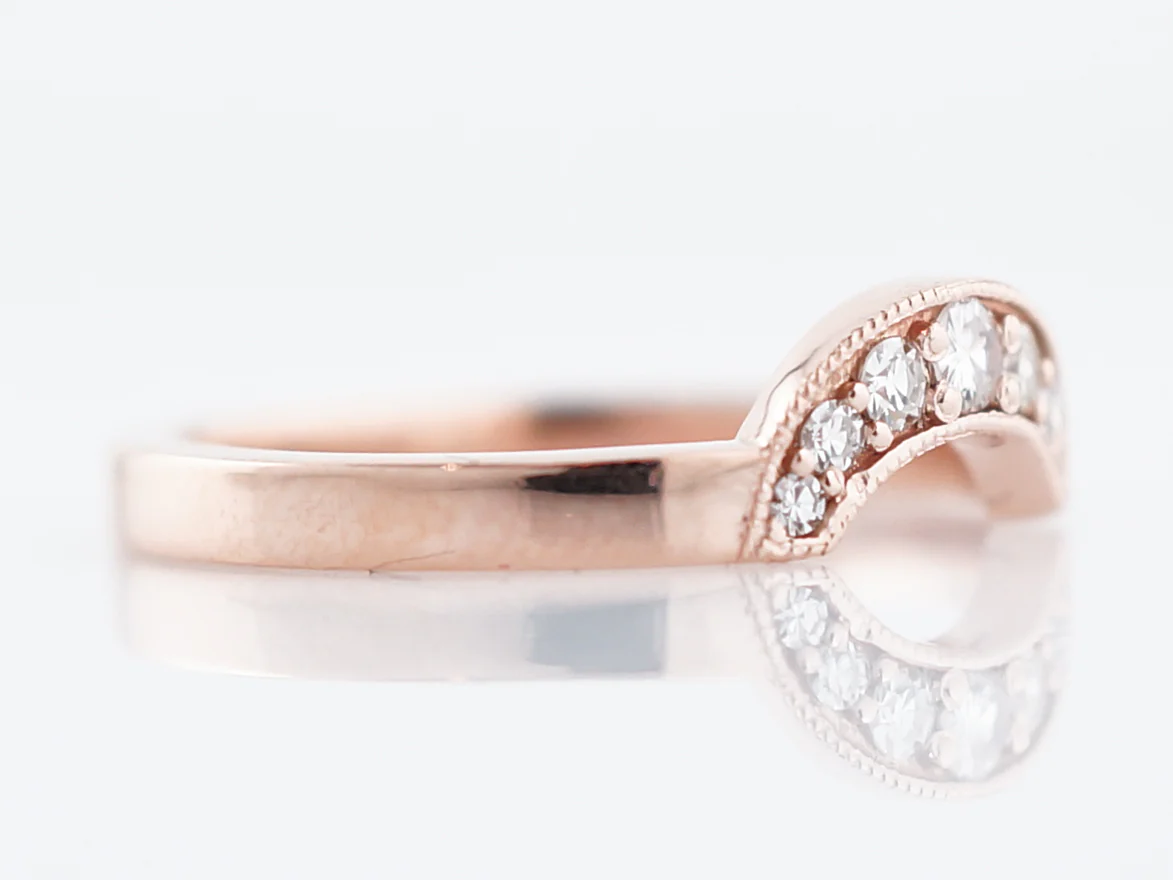 Wedding Band Modern .13 Round Brilliant Cut Diamonds in 14K Rose Gold - Image 3