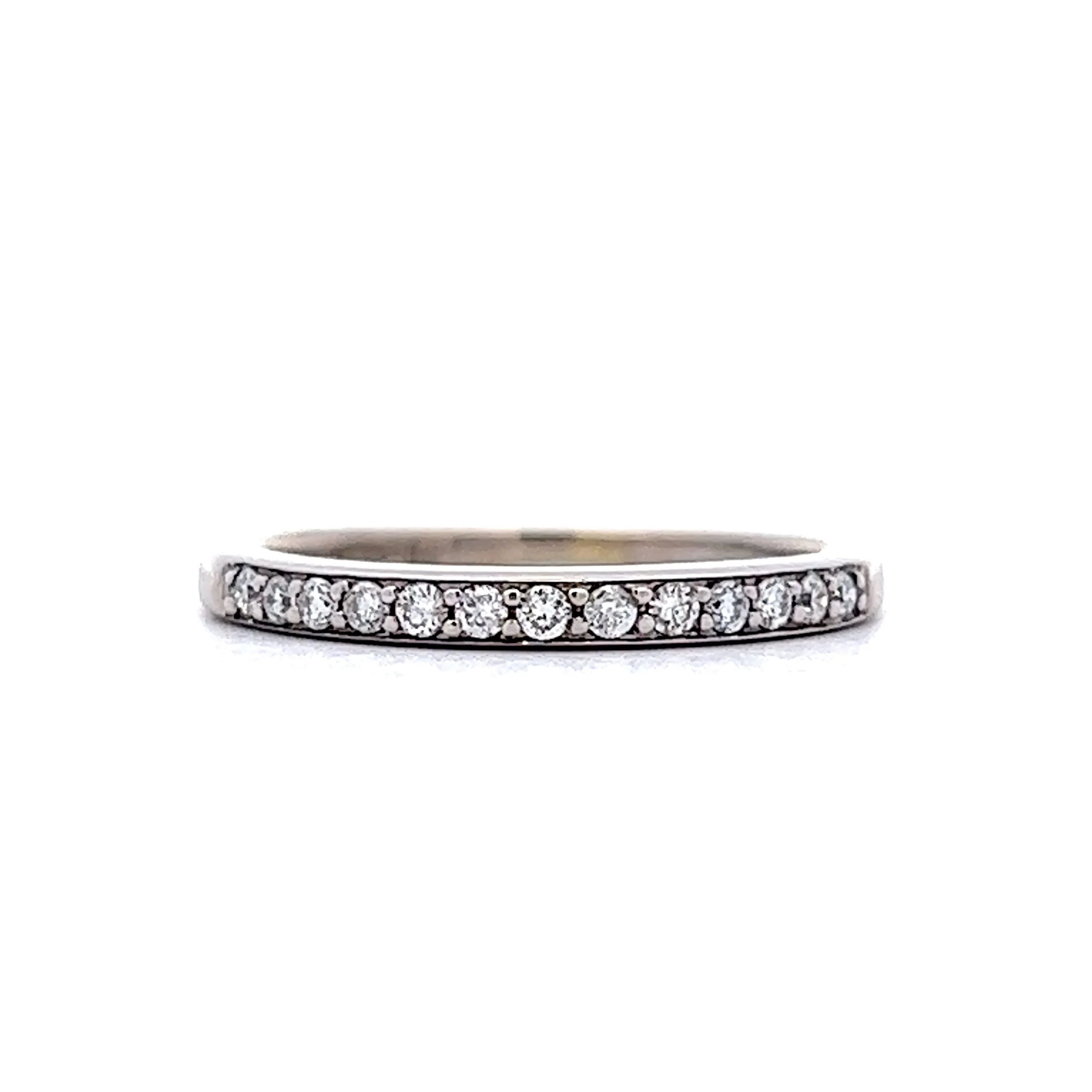 Wedding Band Modern .13 Round Brilliant Cut Diamonds in 14k White Gold