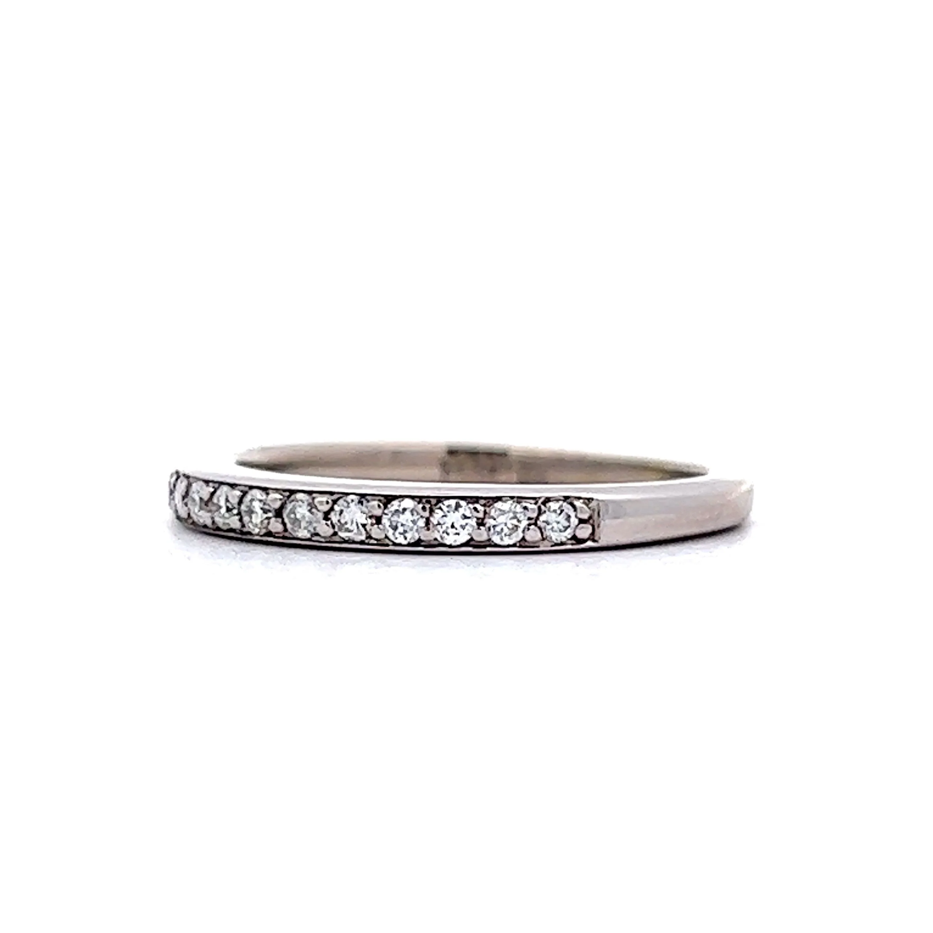 Wedding Band Modern .13 Round Brilliant Cut Diamonds in 14k White Gold - Image 2