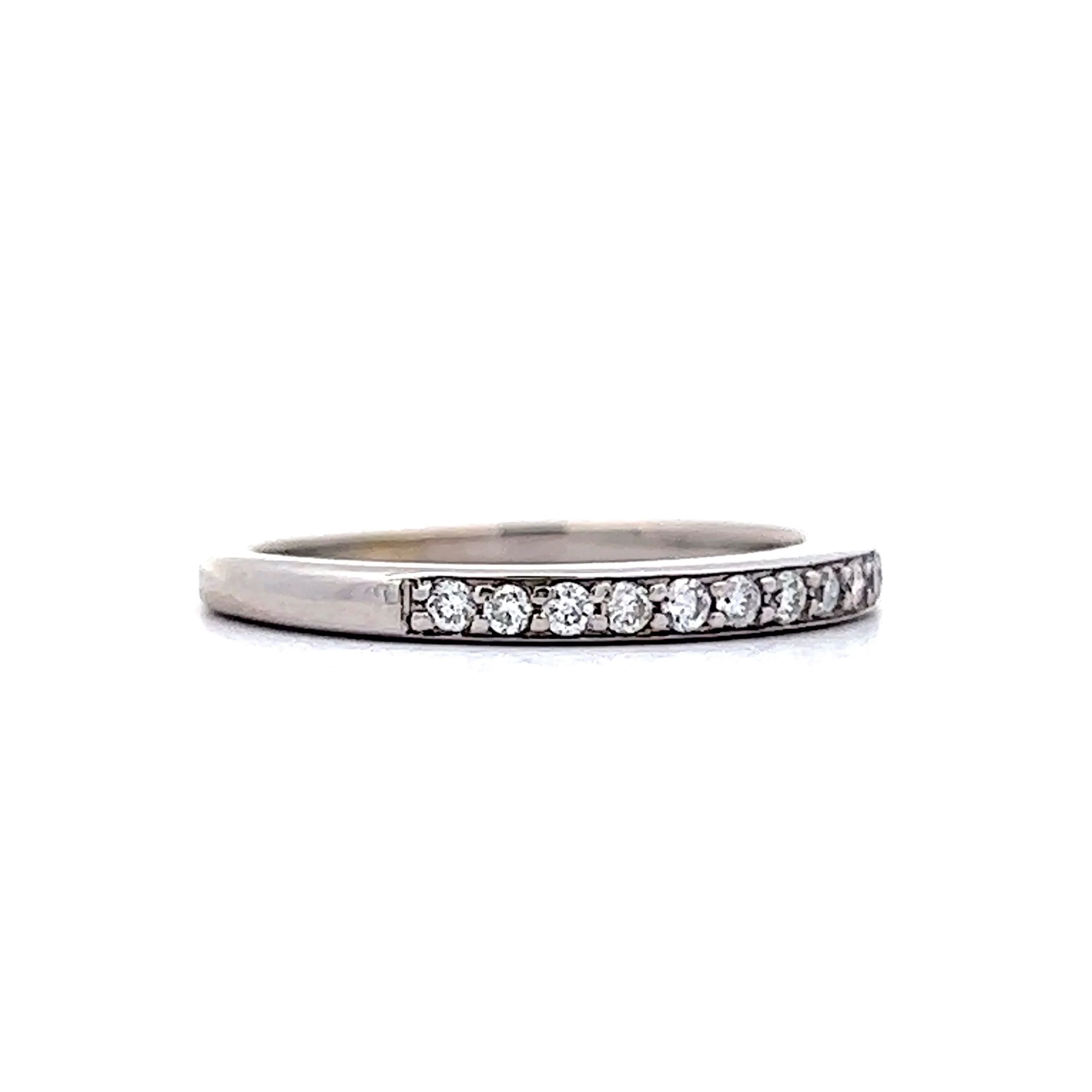 Wedding Band Modern .13 Round Brilliant Cut Diamonds in 14k White Gold - Image 3