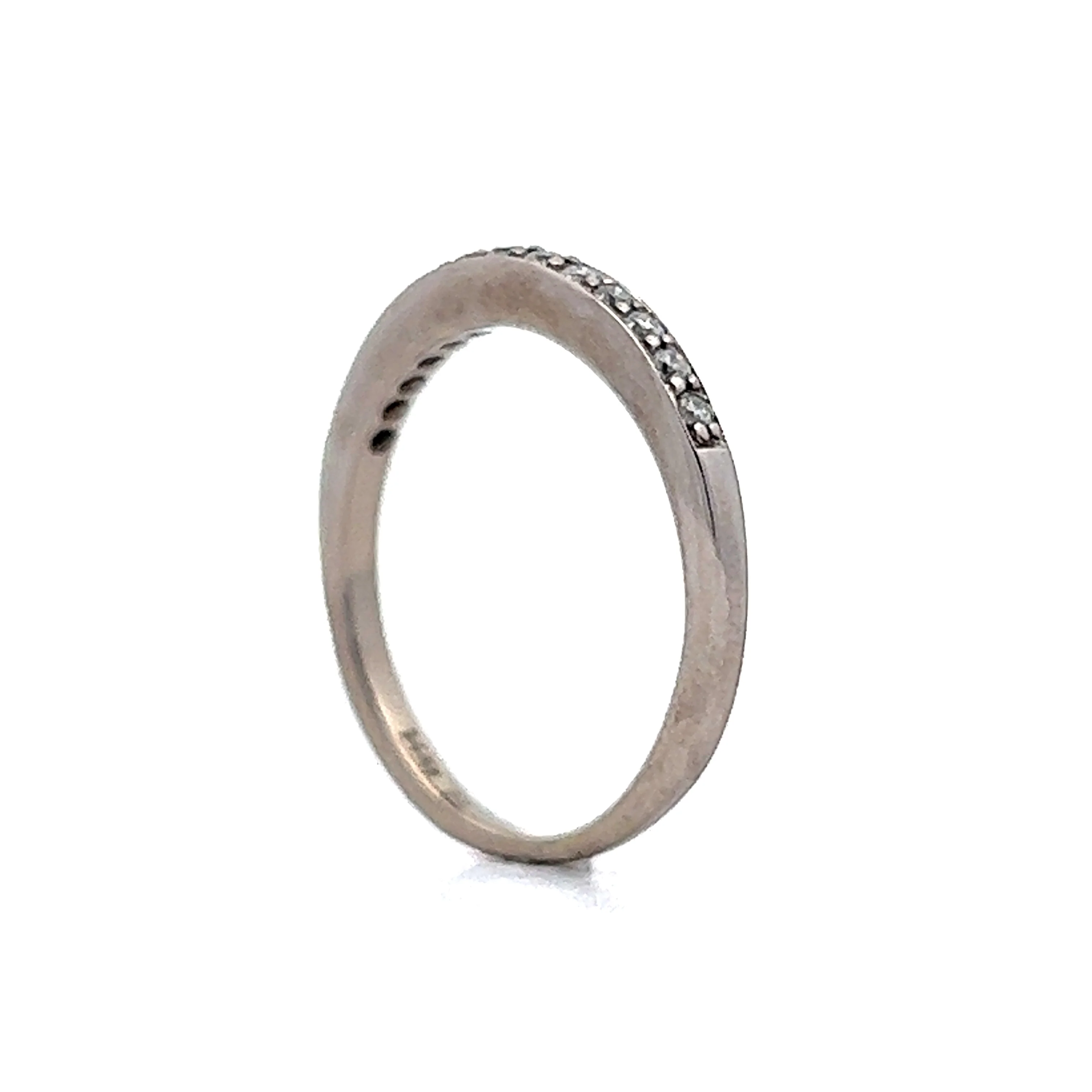 Wedding Band Modern .13 Round Brilliant Cut Diamonds in 14k White Gold - Image 5