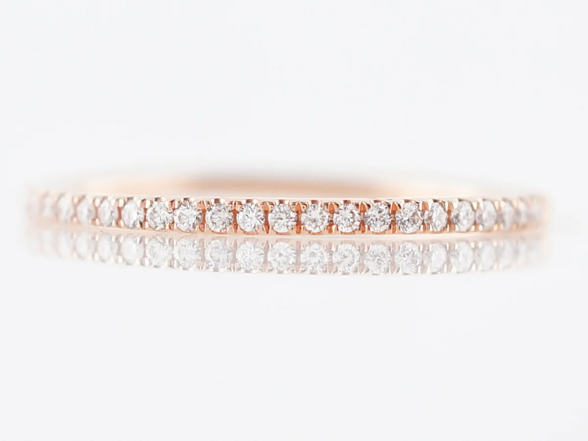 Wedding Band Modern .13 Round Brilliant Cut Diamonds in 18k Rose Gold