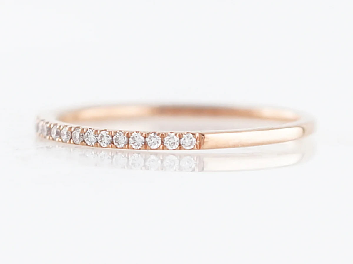Wedding Band Modern .13 Round Brilliant Cut Diamonds in 18k Rose Gold - Image 3