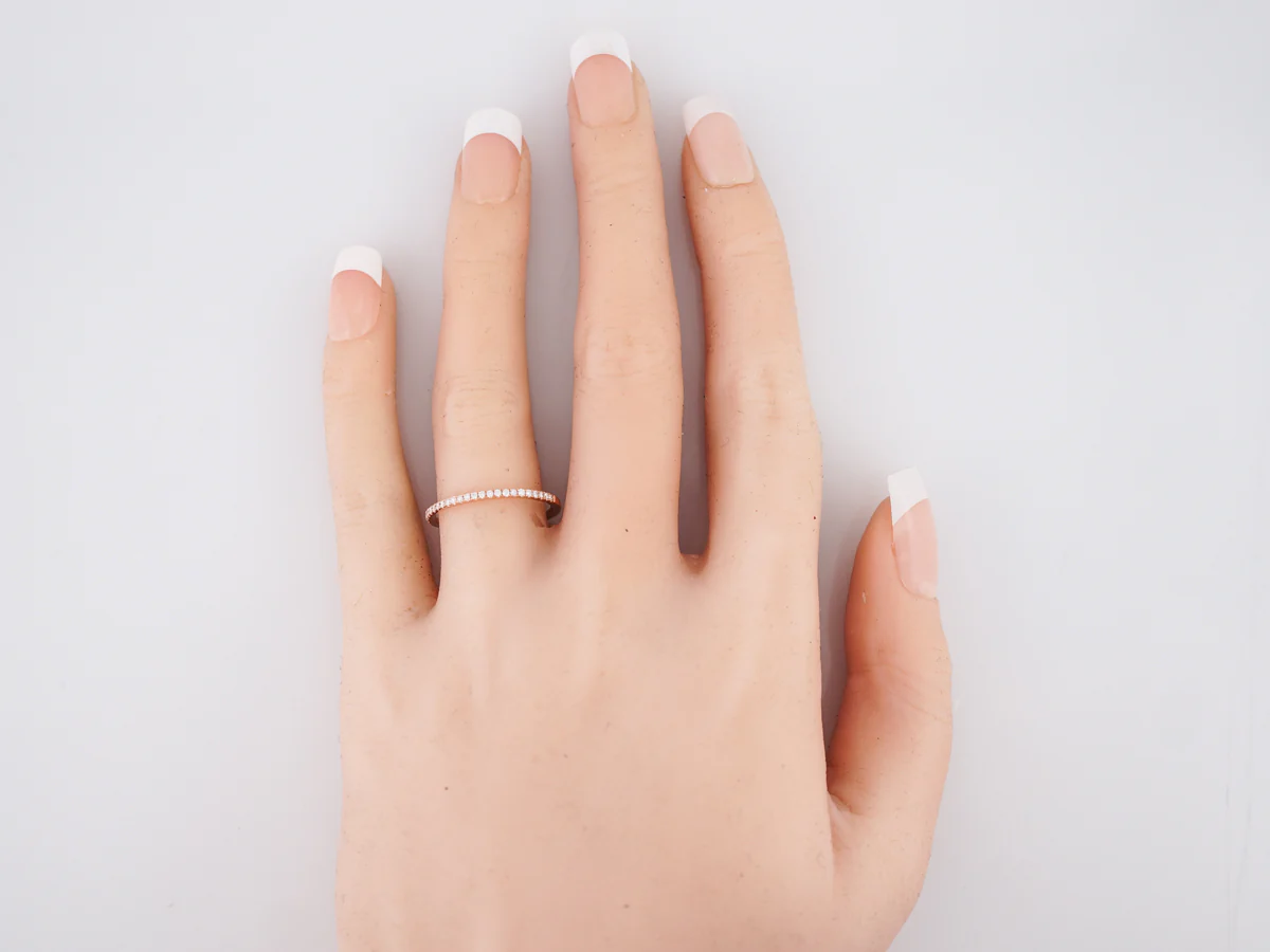 Wedding Band Modern .13 Round Brilliant Cut Diamonds in 18k Rose Gold - Image 6