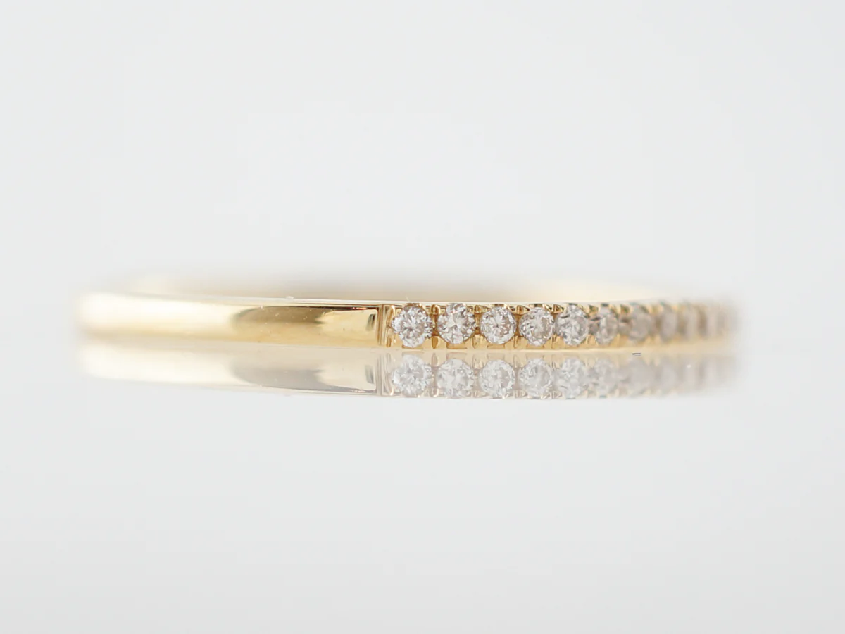 Wedding Band Modern .13 Round Brilliant Cut Diamonds in 18k Yellow Gold - Image 3