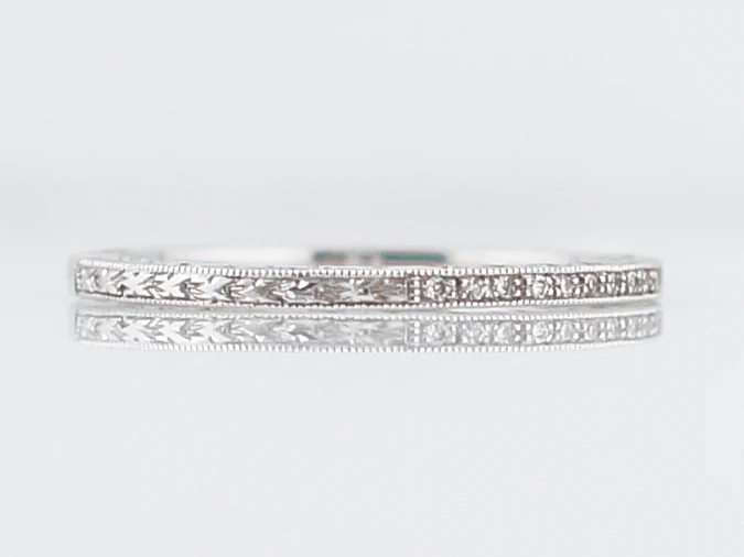 Wedding Band Modern .14 Round Brilliant Cut Diamond in 18k White Gold - Image 2