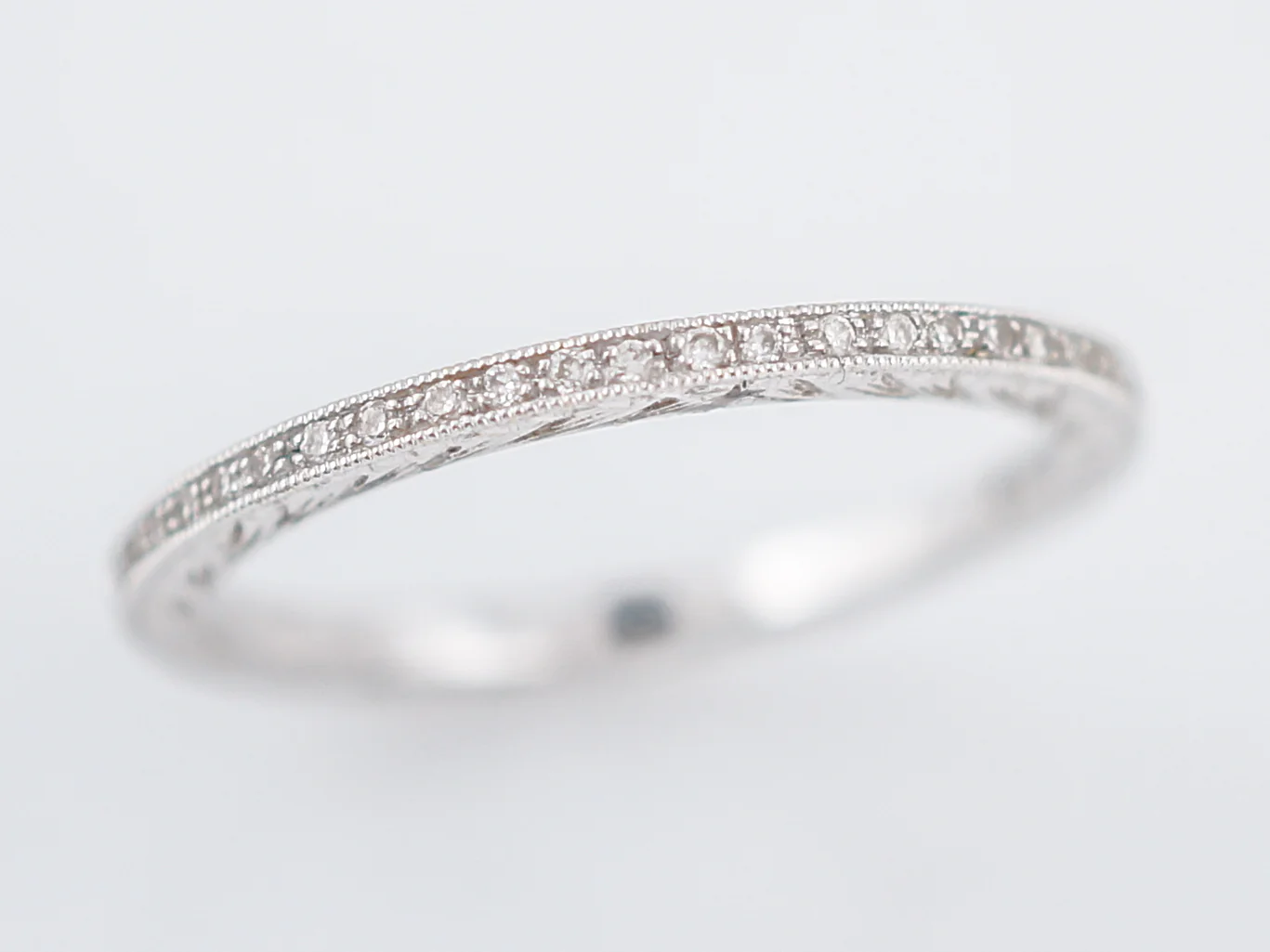 Wedding Band Modern .14 Round Brilliant Cut Diamond in 18k White Gold - Image 5