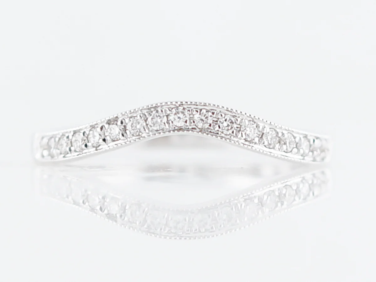 Wedding Band Modern .14 Round Brilliant Cut Diamonds in 14k White Gold