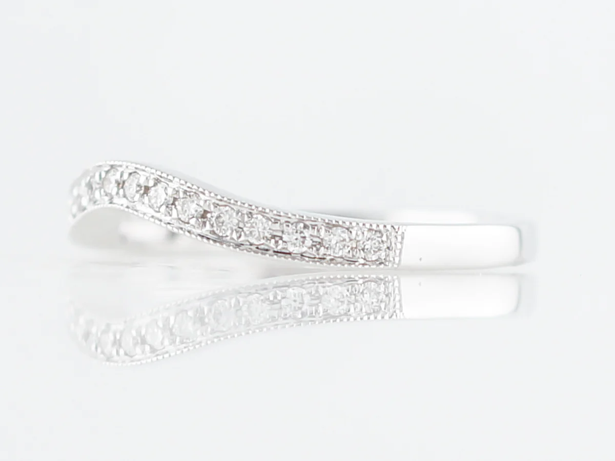 Wedding Band Modern .14 Round Brilliant Cut Diamonds in 14k White Gold - Image 2