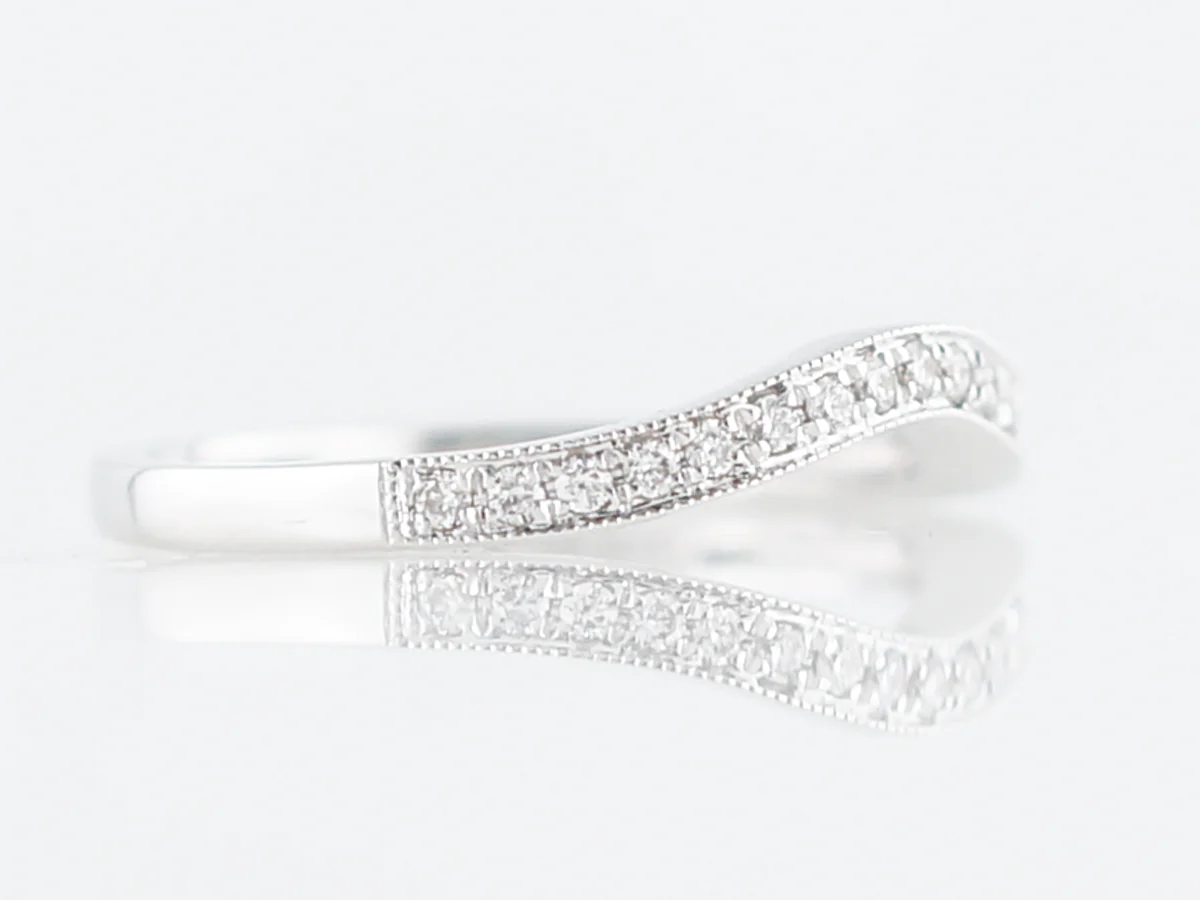 Wedding Band Modern .14 Round Brilliant Cut Diamonds in 14k White Gold - Image 3