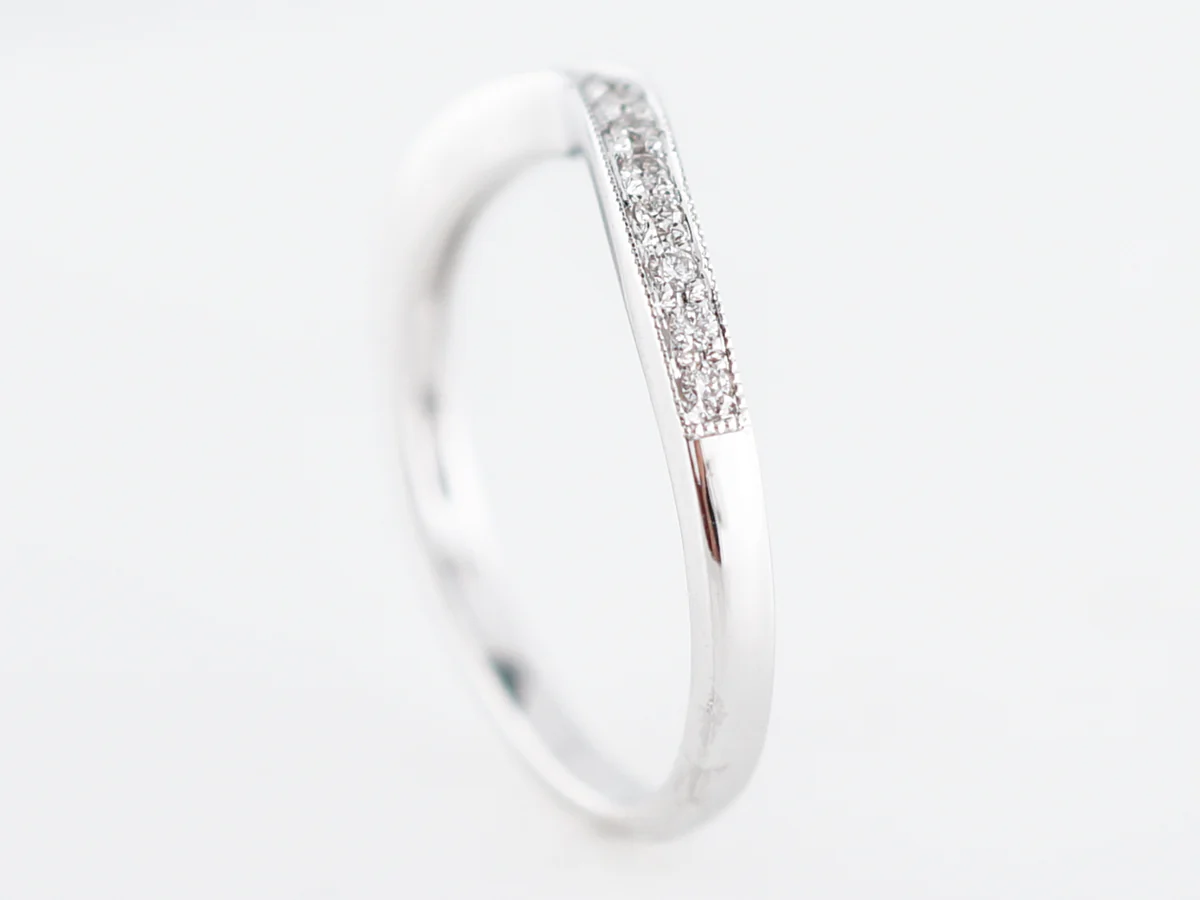 Wedding Band Modern .14 Round Brilliant Cut Diamonds in 14k White Gold - Image 4