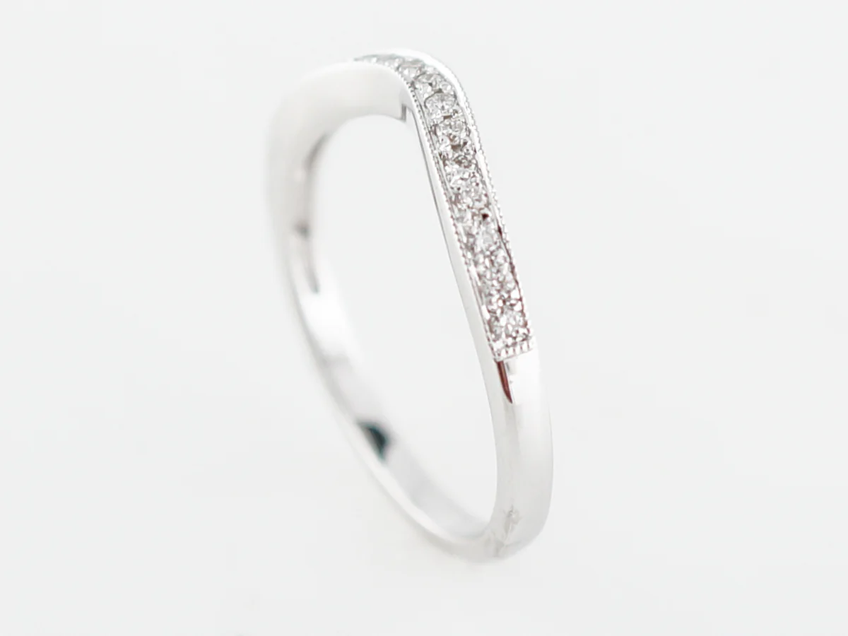 Wedding Band Modern .14 Round Brilliant Cut Diamonds in 14k White Gold - Image 5