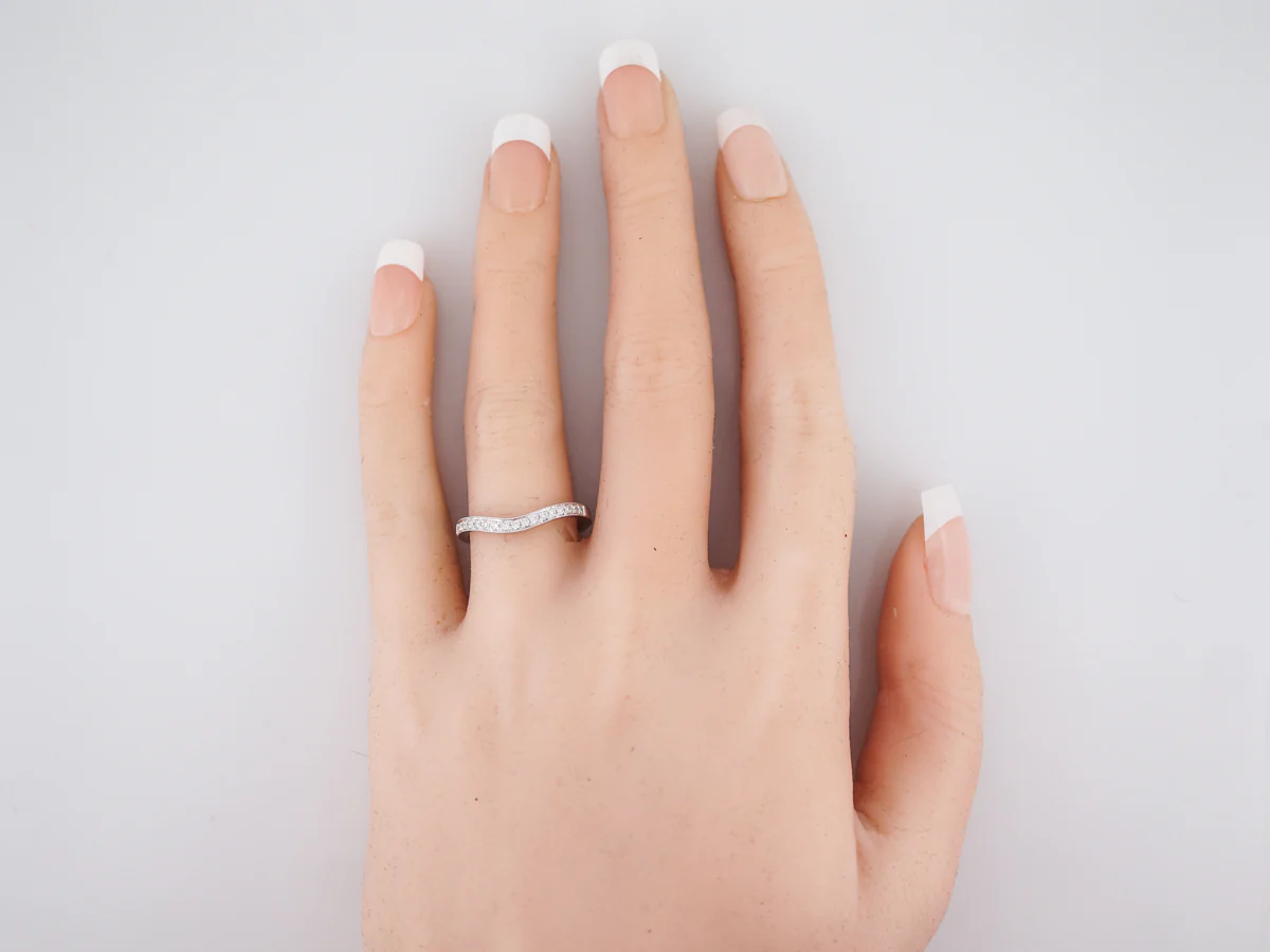 Wedding Band Modern .14 Round Brilliant Cut Diamonds in 14k White Gold - Image 6