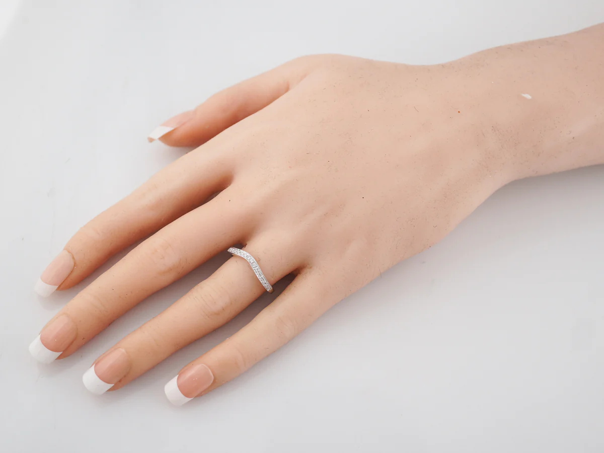 Wedding Band Modern .14 Round Brilliant Cut Diamonds in 14k White Gold - Image 7