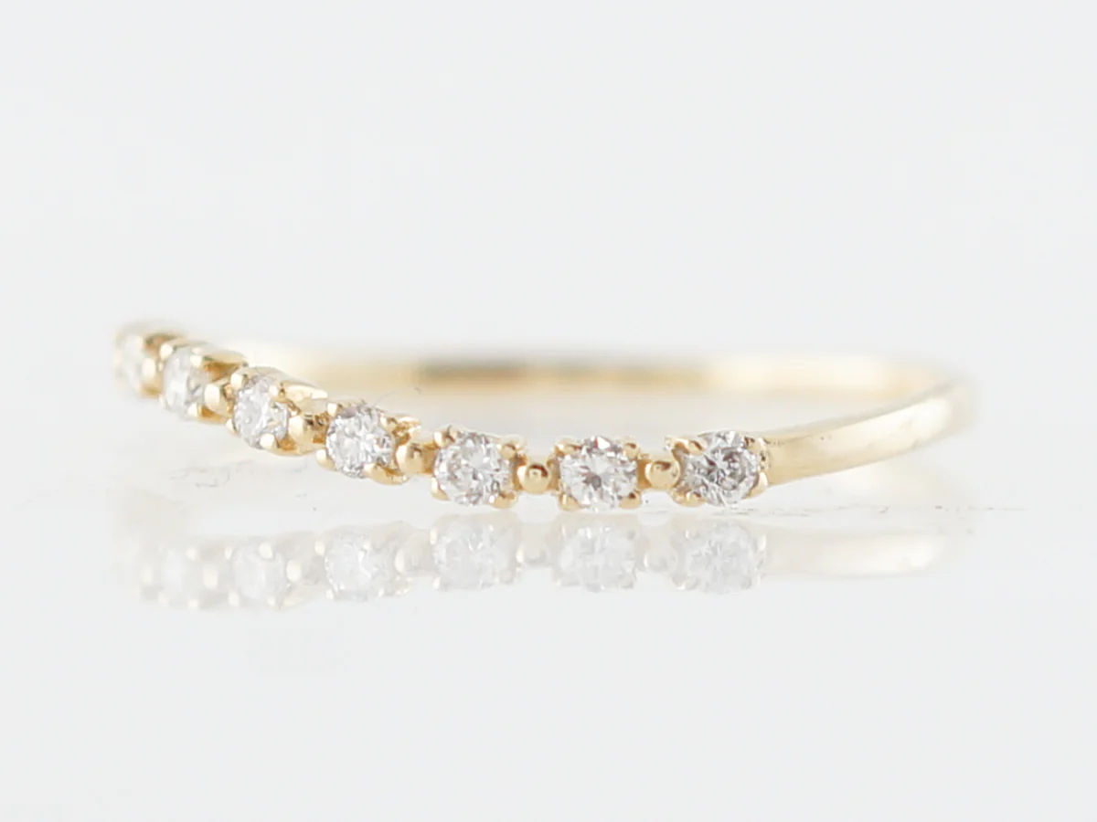 Wedding Band Modern .14 Round Brilliant Cut Diamonds in 14k Yellow Gold - Image 2