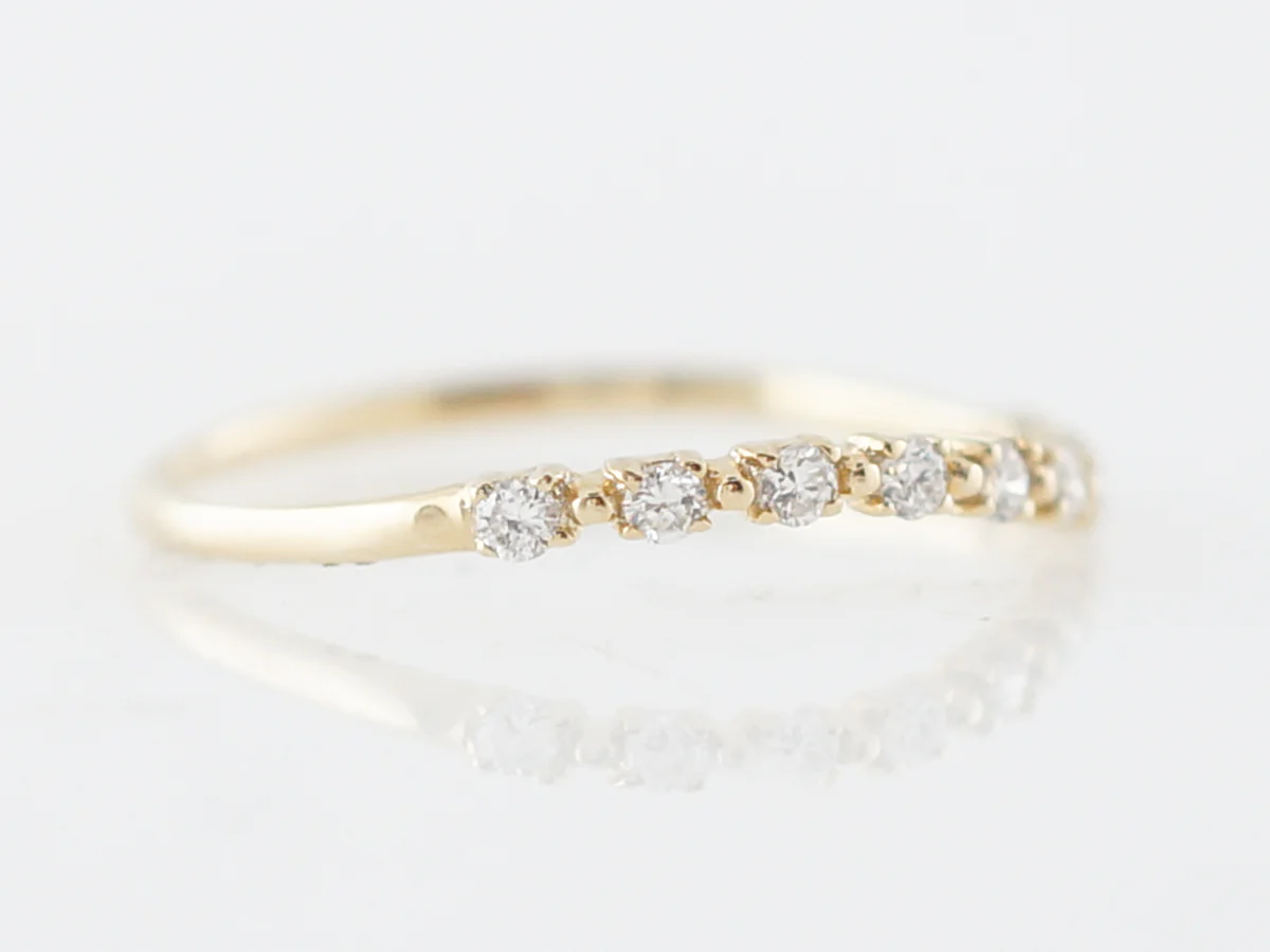 Wedding Band Modern .14 Round Brilliant Cut Diamonds in 14k Yellow Gold - Image 3