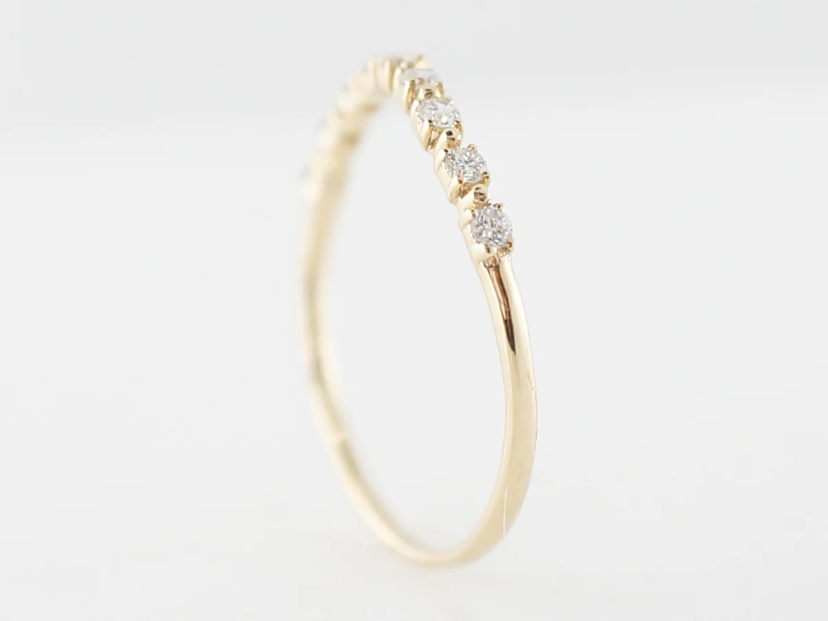 Wedding Band Modern .14 Round Brilliant Cut Diamonds in 14k Yellow Gold - Image 5