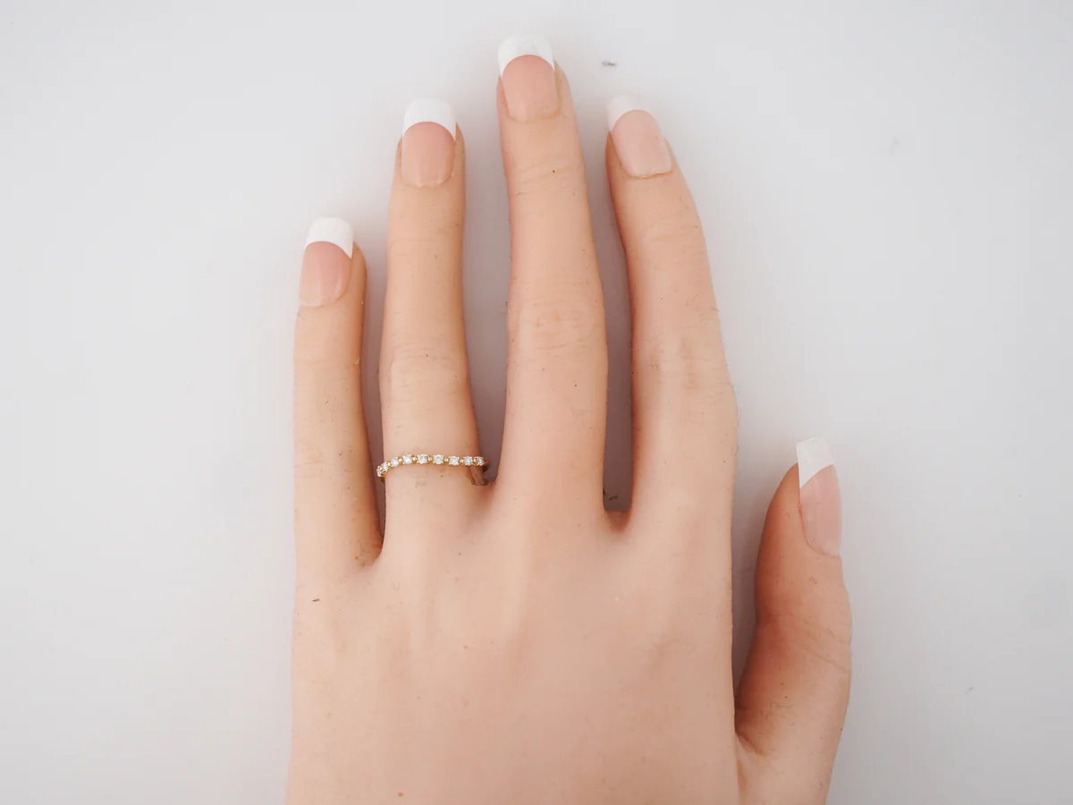 Wedding Band Modern .14 Round Brilliant Cut Diamonds in 14k Yellow Gold - Image 6