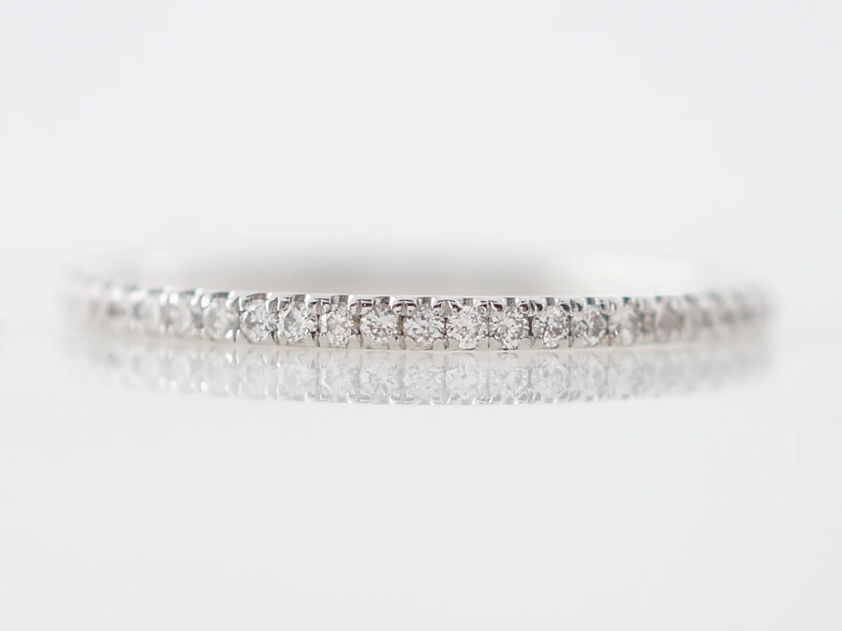 Wedding Band Modern .14 Round Brilliant Cut Diamonds in 18k White Gold