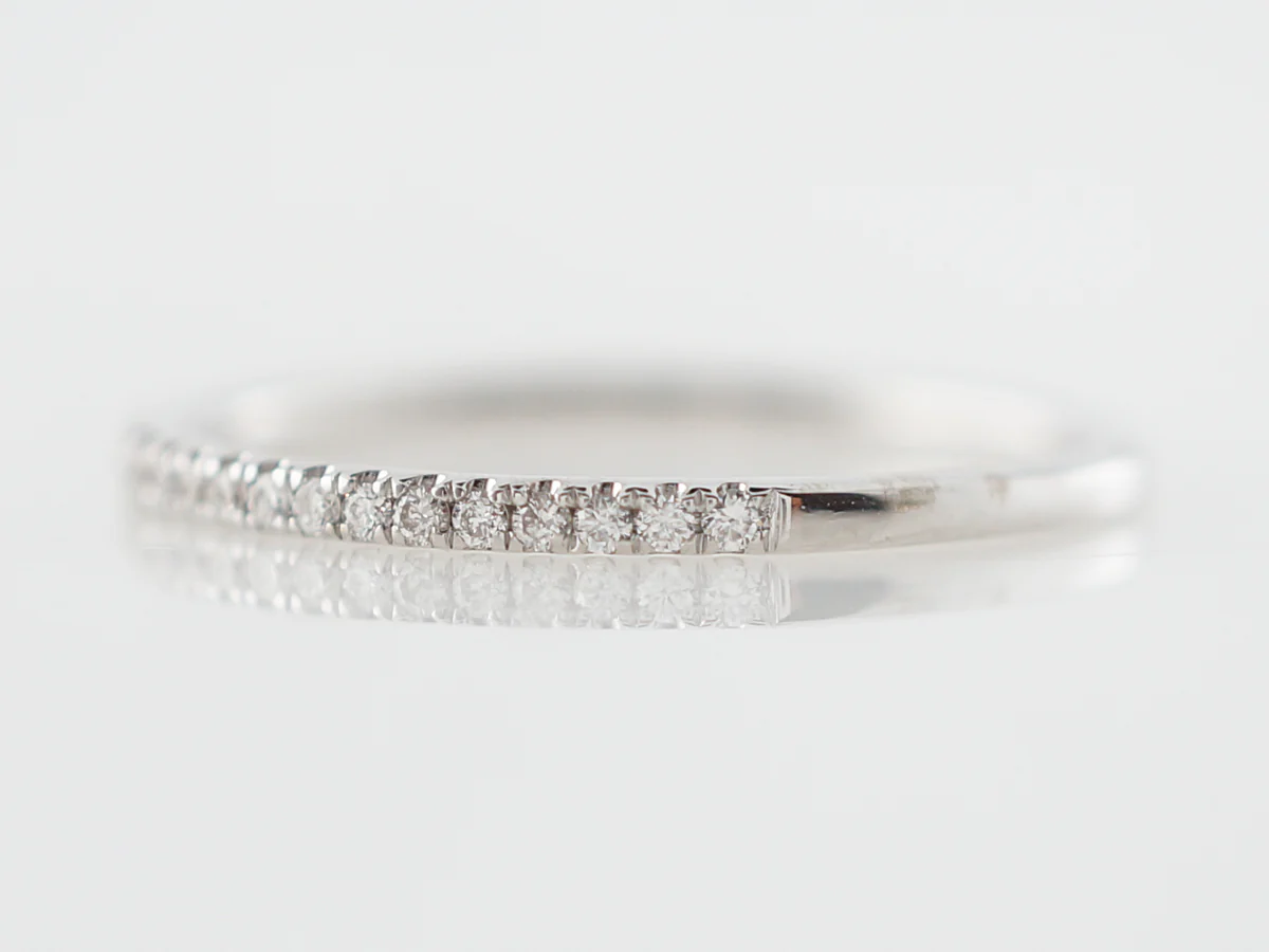 Wedding Band Modern .14 Round Brilliant Cut Diamonds in 18k White Gold - Image 2