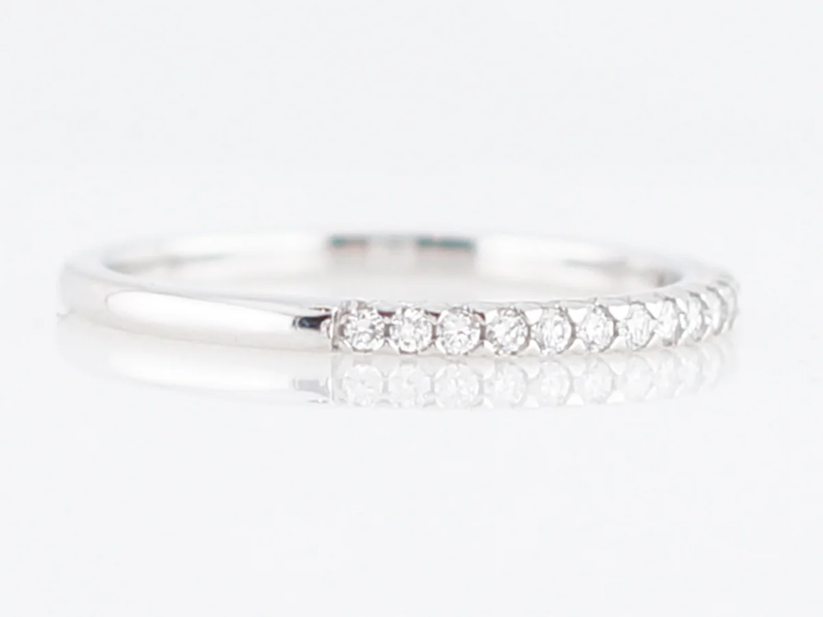 Wedding Band Modern .15 Round Brilliant Cut Diamonds in 14k White Gold - Image 3