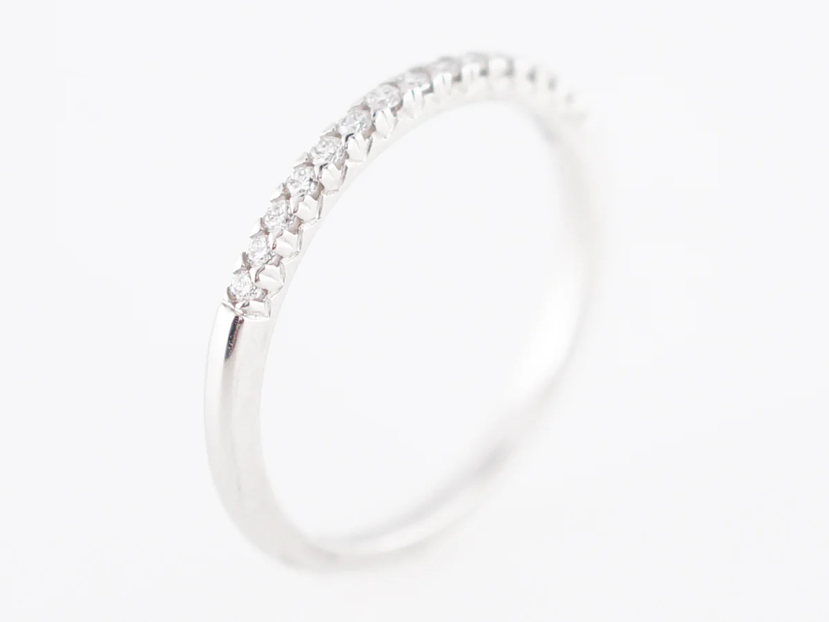 Wedding Band Modern .15 Round Brilliant Cut Diamonds in 14k White Gold - Image 5
