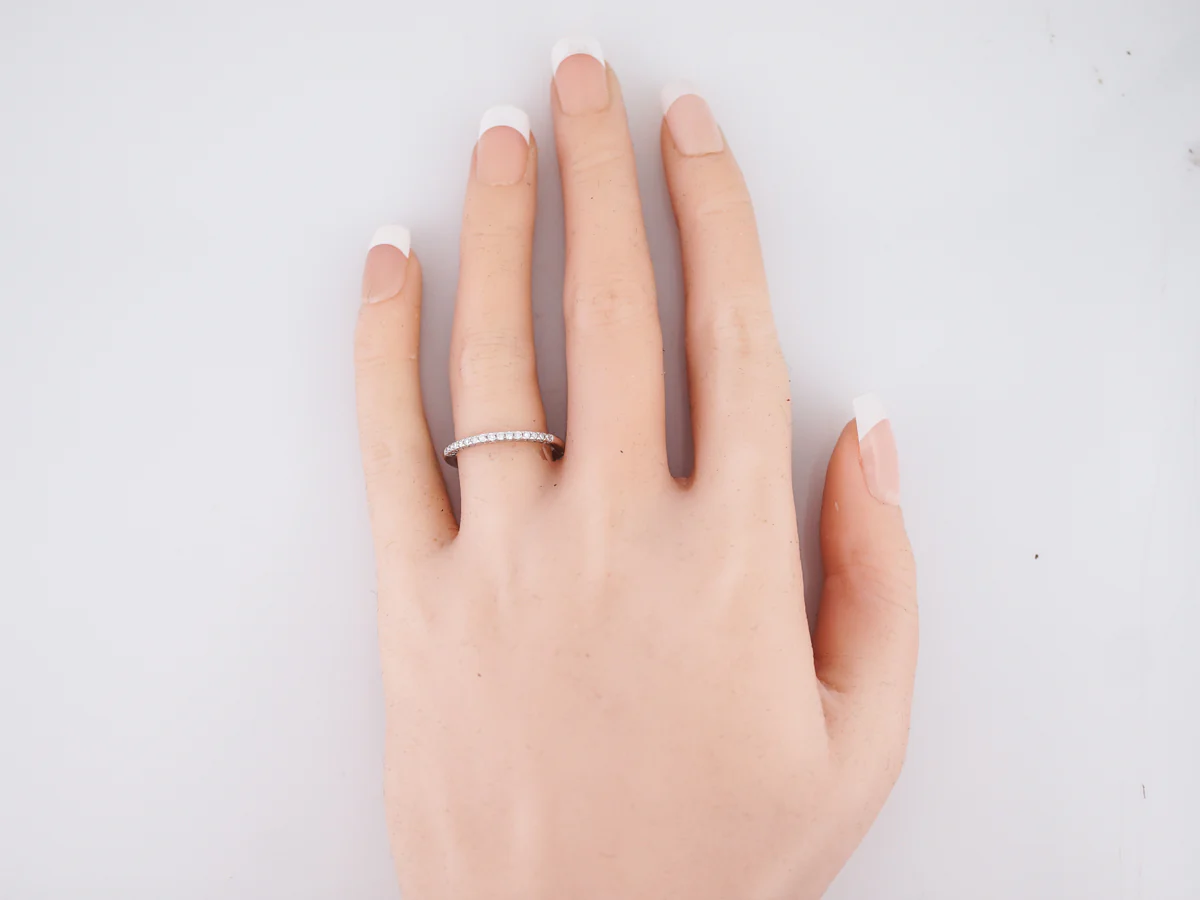 Wedding Band Modern .15 Round Brilliant Cut Diamonds in 14k White Gold - Image 6