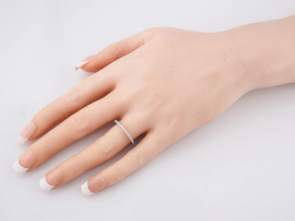 Wedding Band Modern .15 Round Brilliant Cut Diamonds in 14k White Gold - Image 7