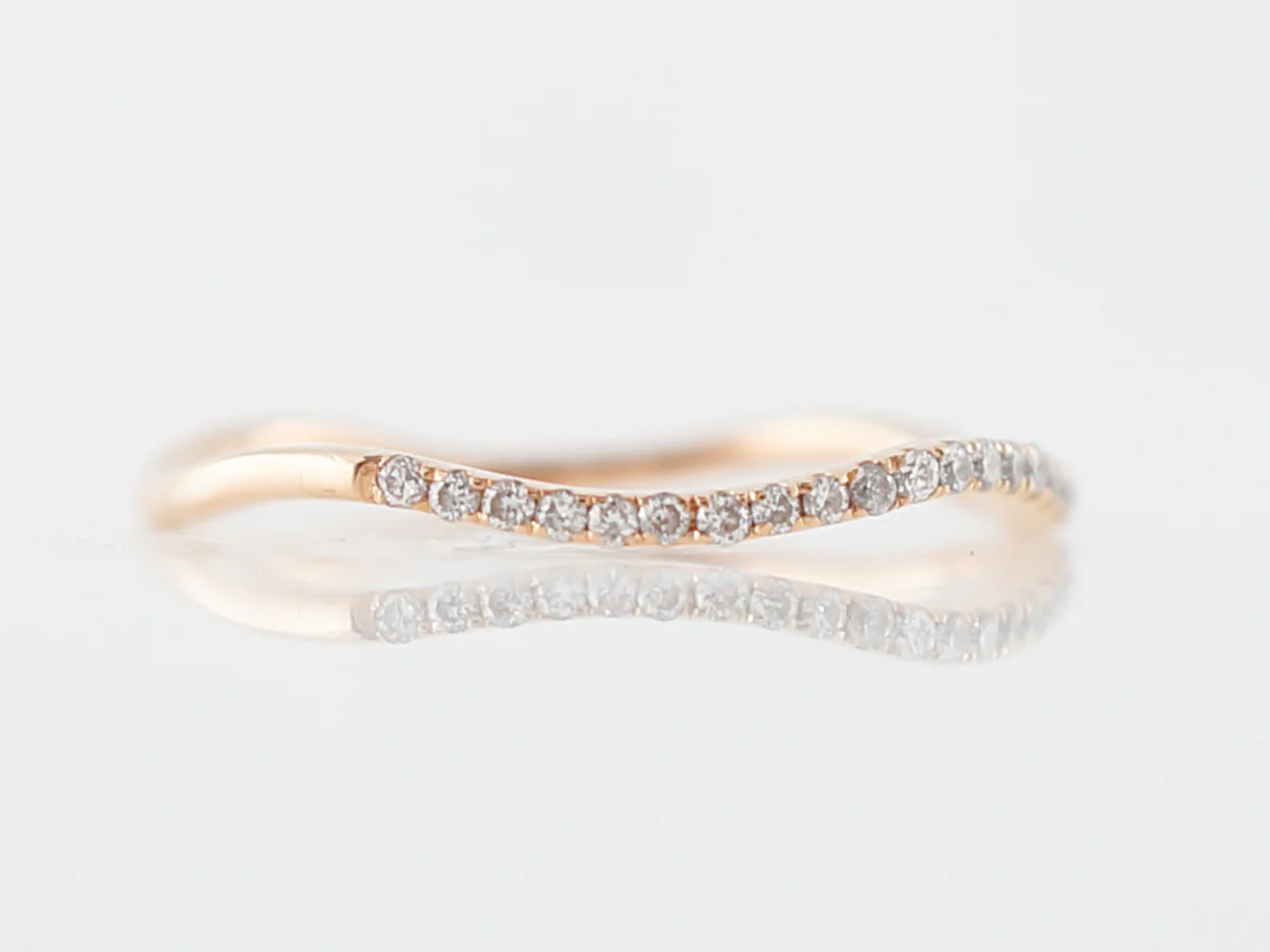 Wedding Band Modern .15 Round Brilliant Cut Diamonds in 18k Rose Gold - Image 3