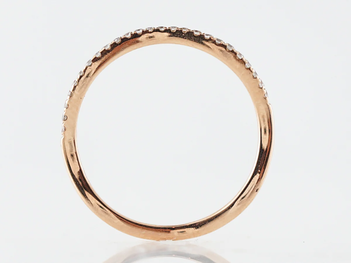Wedding Band Modern .15 Round Brilliant Cut Diamonds in 18k Rose Gold - Image 4