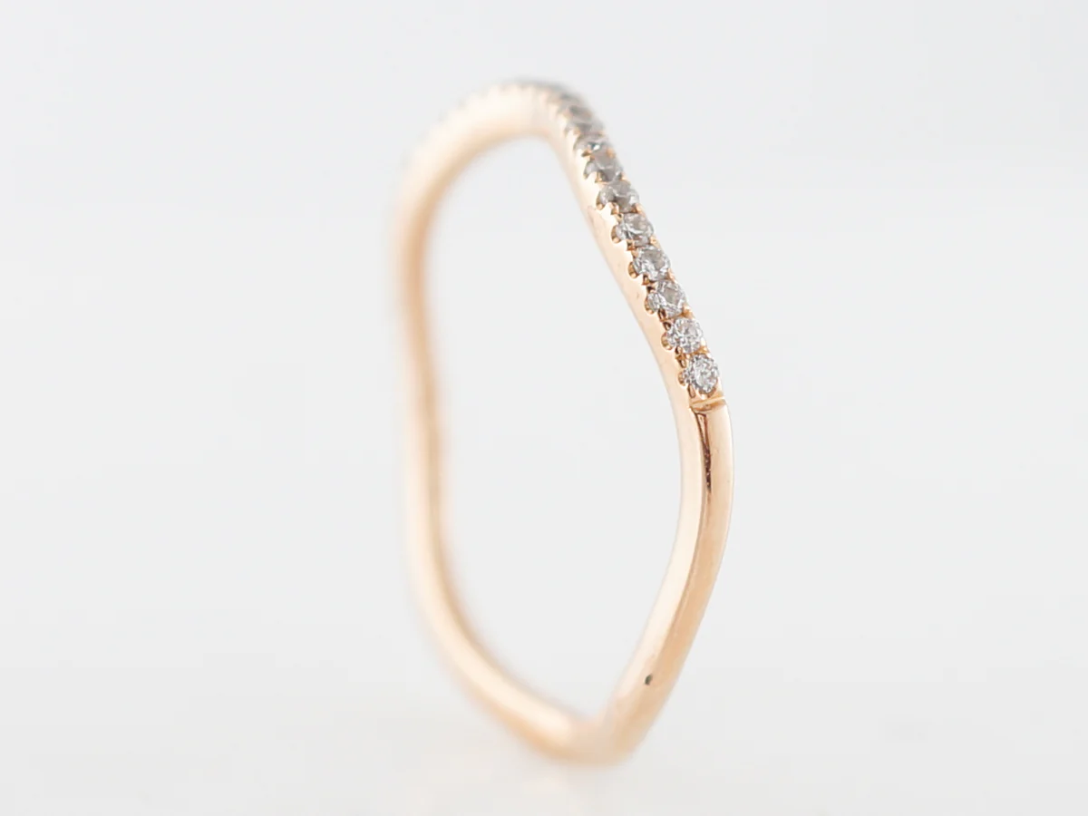 Wedding Band Modern .15 Round Brilliant Cut Diamonds in 18k Rose Gold - Image 5
