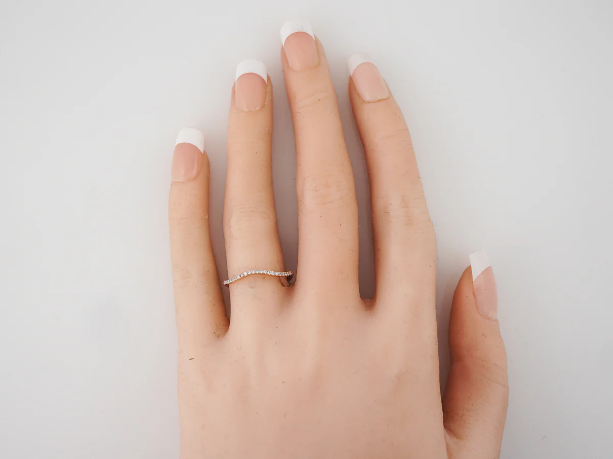 Wedding Band Modern .15 Round Brilliant Cut Diamonds in 18k Rose Gold - Image 6
