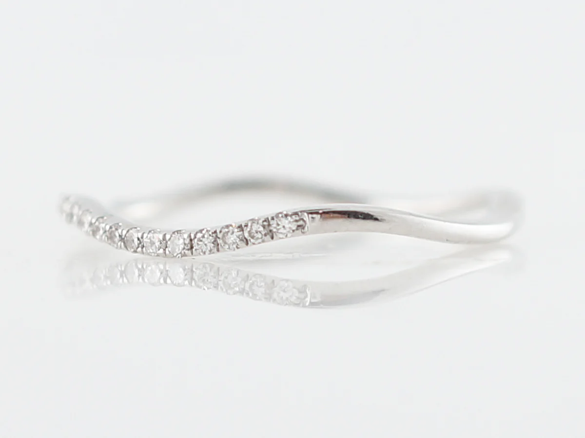 Wedding Band Modern .15 Round Brilliant Cut Diamonds in 18k White Gold - Image 2