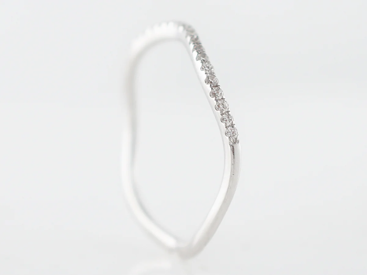 Wedding Band Modern .15 Round Brilliant Cut Diamonds in 18k White Gold - Image 5