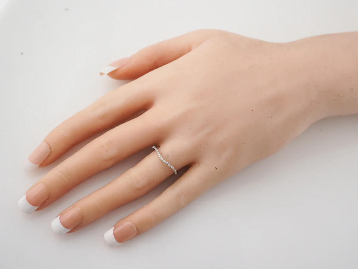 Wedding Band Modern .15 Round Brilliant Cut Diamonds in 18k White Gold - Image 7