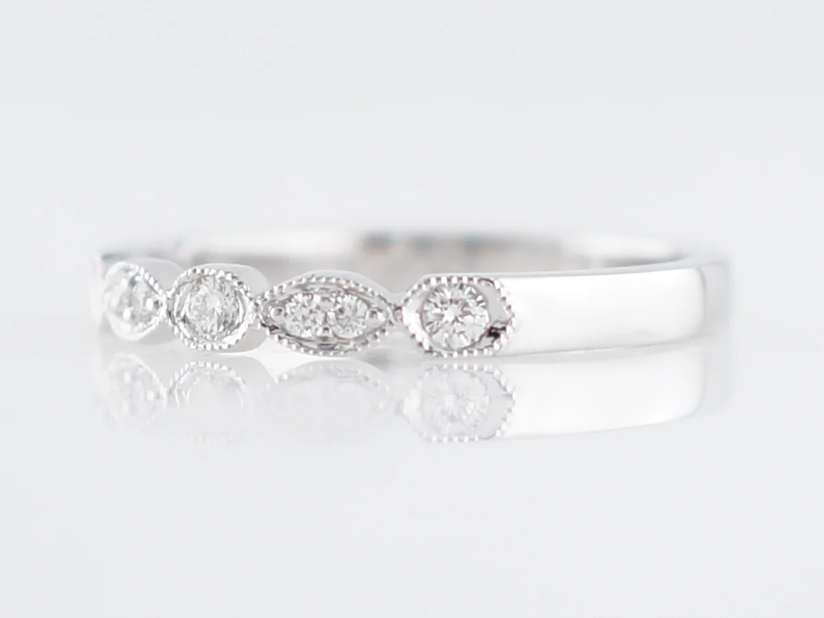Wedding Band Modern .16 Round Brilliant Cut Diamonds in 14k White Gold - Image 3